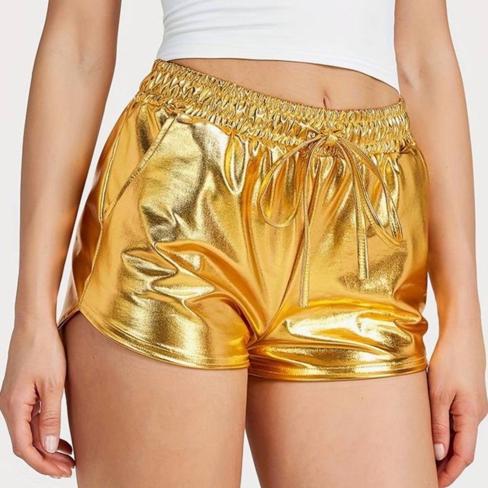 The Best Gold Shiny Gold Throwback Disco shorts. Size M